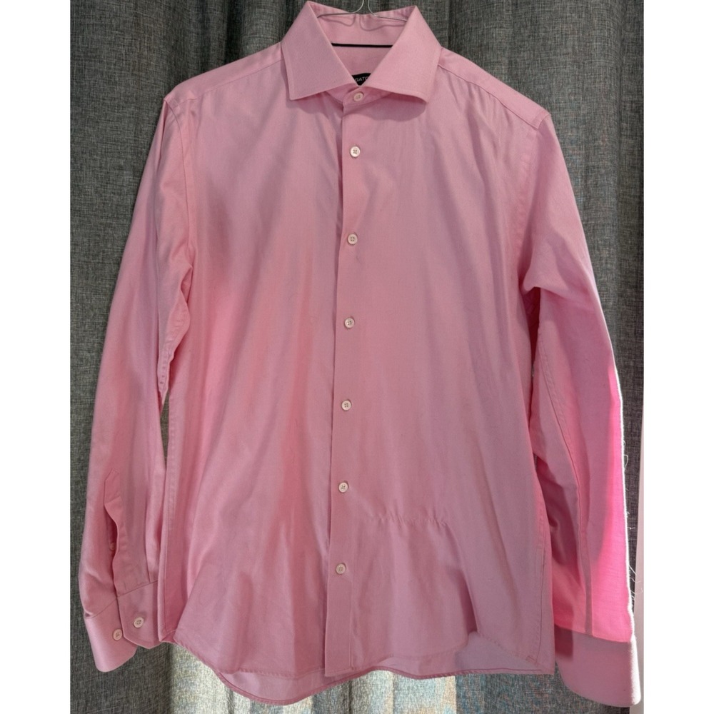 Bugatchi Shaped Fit Pink Button Down Long Sleeve Dress Shirt Size 15 1/2‎ 34/35